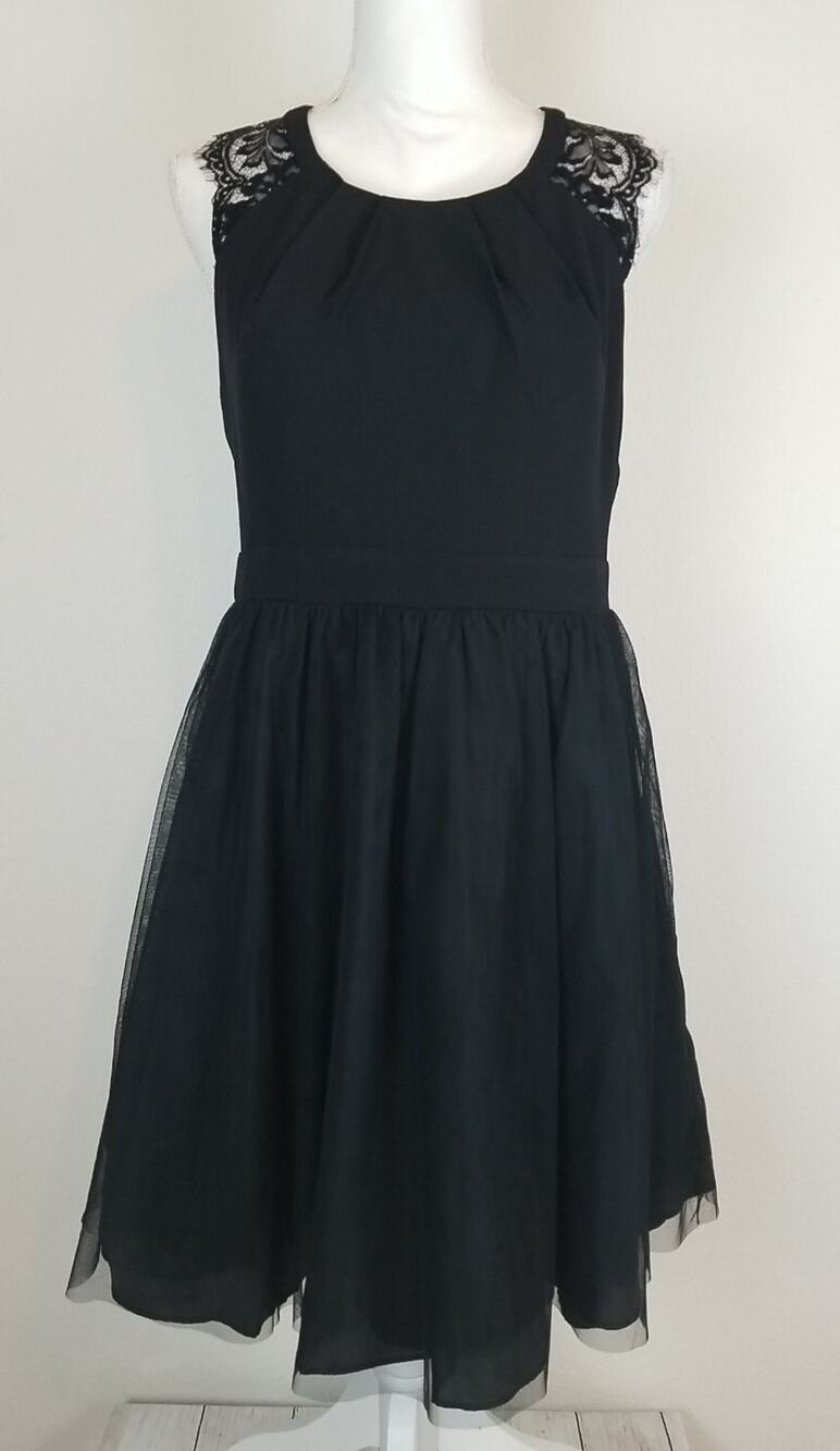 Dear Moon Black Fit & Flare Dress NWT Lace Cutout Juniors Size 13